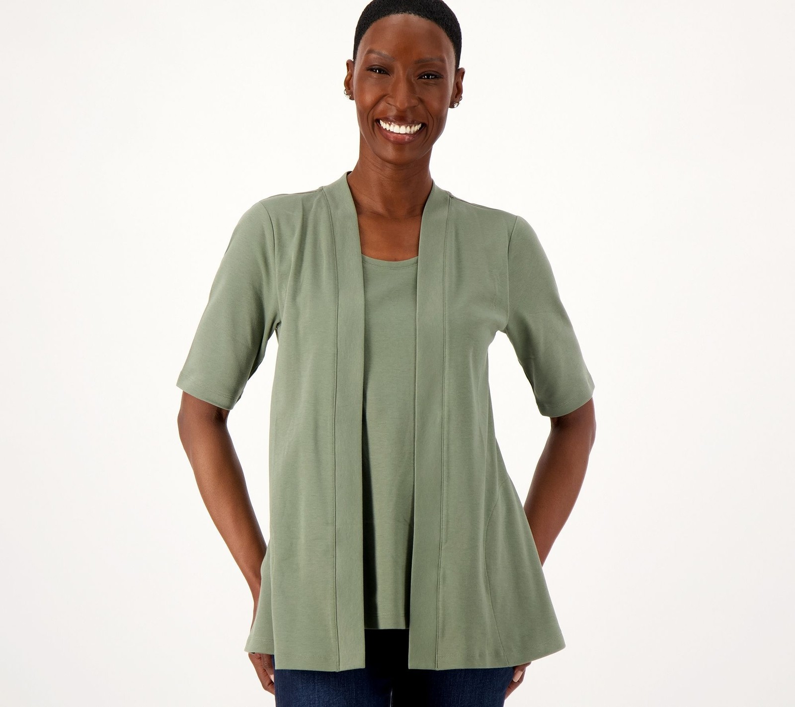 Isaac Mizrahi Live! Women's Top Plus Sz 1X Medium Grey Heather A575205