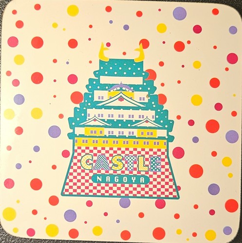 Three Japanese Nagoya Castle Coasters Red Yellow Purple Polka Dot Circle - Picture 4 of 6