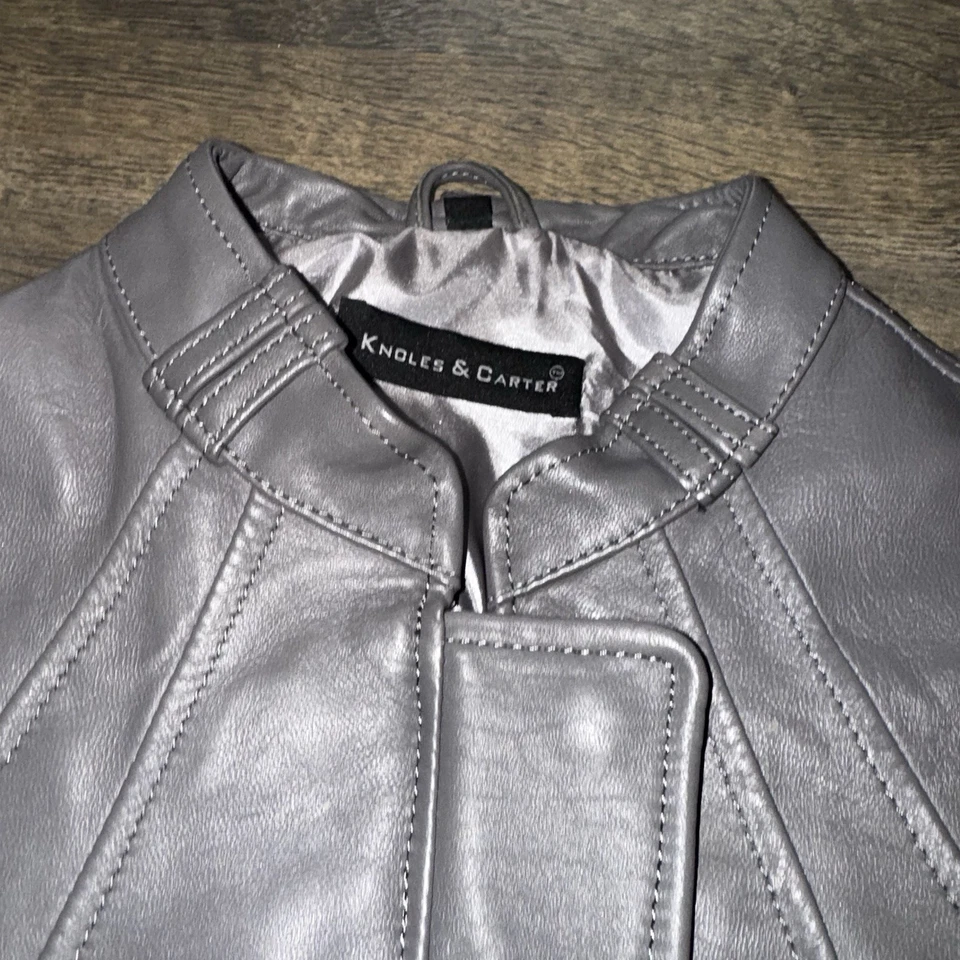 De Colección Knoles & Carter Mujer’s Aviador Bombardero Italiano Piel de Cordero Cuero Chaqueta Cremallera Foto 4 de 4