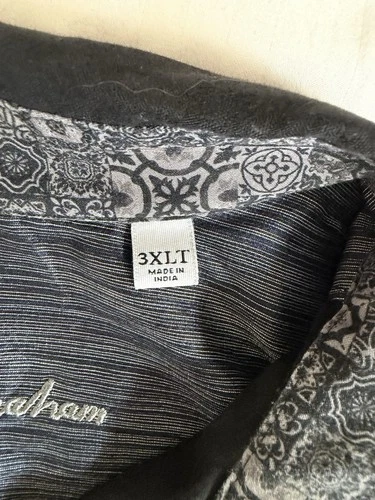 Robert Graham Men’s 3XLT Big & Tall Black Paisley Short Sleeve Button-Up Shirt image 2