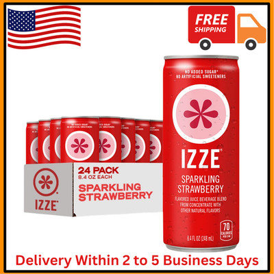 IZZE Sparkling Water Juice   Strawberry, No Sugar Added, 8.4 oz Cans (24 Pack)