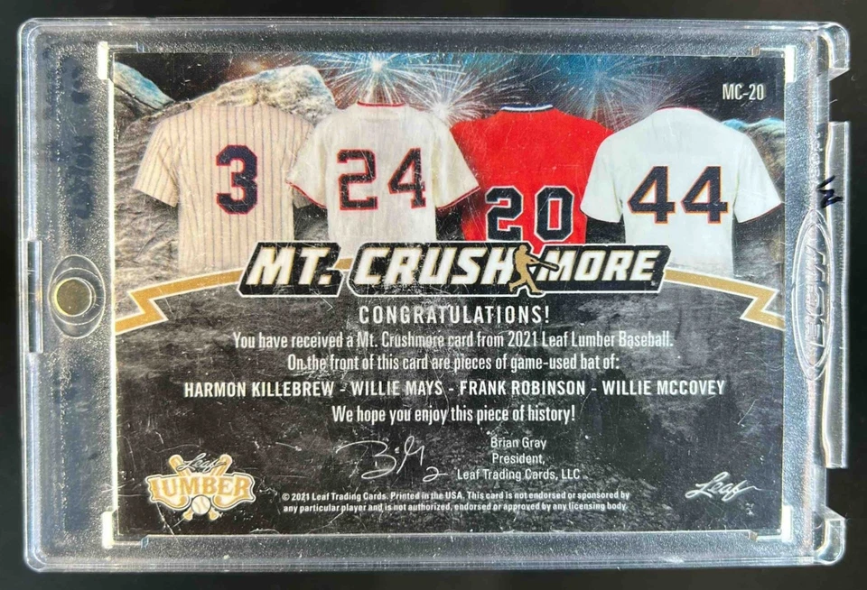 2021 Leaf Lumber Harmon Killebrew Willie Mays Frank Robinson McCovey Bat #2/6 - Image 2 of 2
