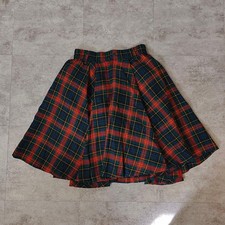 Vintage 1960s Multi-Color Flare Skirt Button Front Plaid