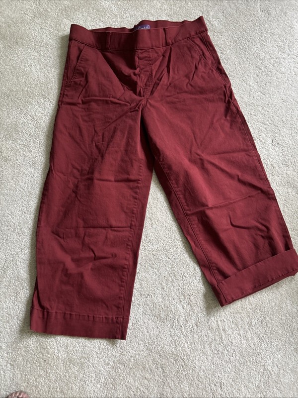 Gloria Vanderbilt Women 14 Rust Cotton Wide Leg Cuffed Capri Stretch