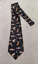 Vtg Steven Harris Hand Made Dress Neck-tie "Fish Themed" 100% Polyester Korea 