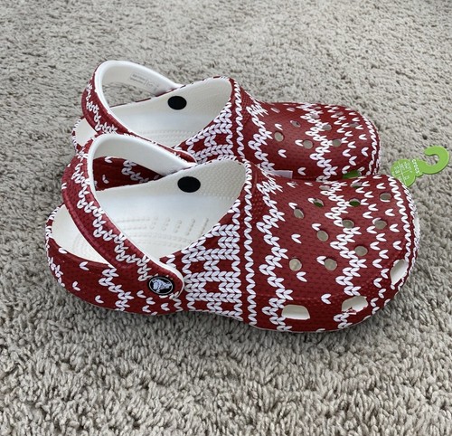 Crocs Classic Holiday Sweater Clogs Men’s 5, Women’s 7 Red & White Shoes 209237 - Bild 8 von 10