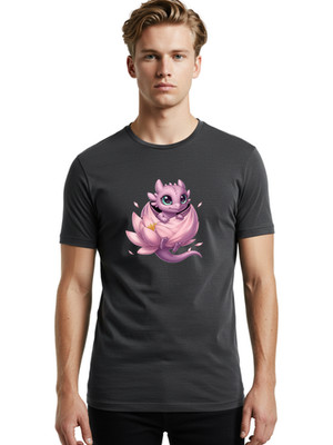 Dragon-In-Lotus Mens Graphic Tee, 100% Cotton, Casual Summer Wear