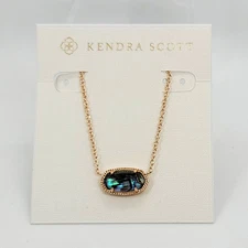 New Kendra Scott Elisa Rose Gold Pendant Necklace In Abalone Shell