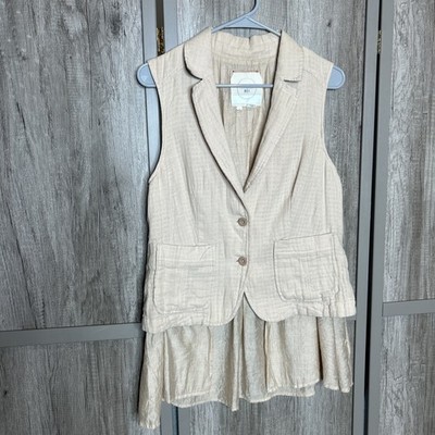 Hei Hei Skirted Vest Women Size M Gauze Bohemian Festival Cotton Nude Beige