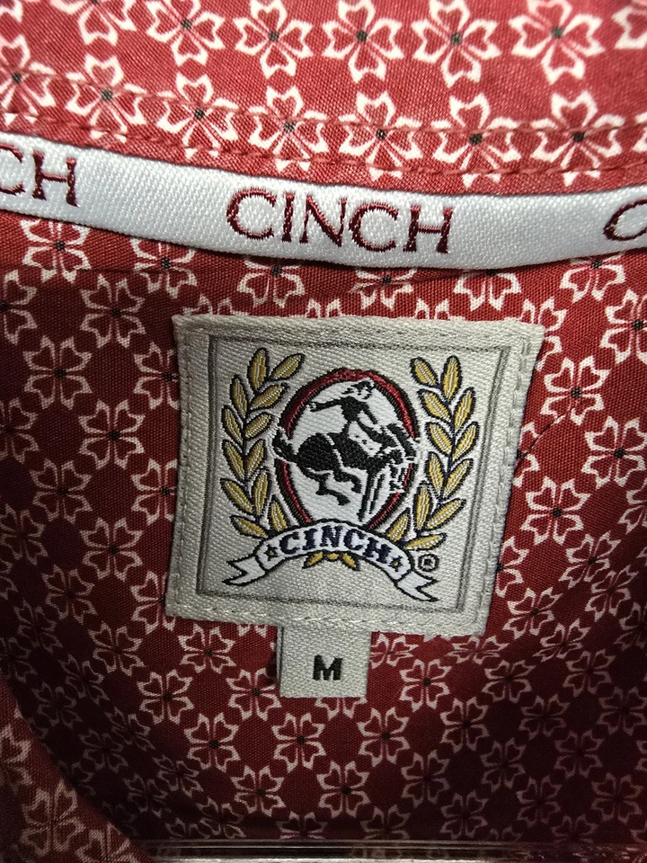 Camisa Cinch Para Hombres Mediana Roja Pequeña Estampado Floral Western Abotonada Rodeo Algodón Foto 2 de 4