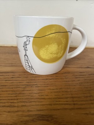 2018 Starbucks Yellow Sun Coffee Mug Cup Girl Hanging Stars Gold Moon 14oz EUC