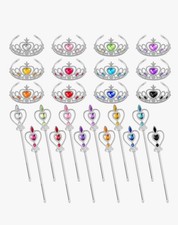 Princess Dress-up Accessories: 24 Pieces Princess Crowns and Wands for Parties