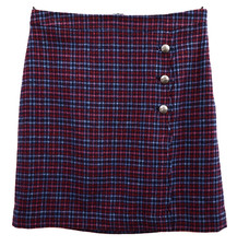 TALBOTS Women's Flannel 48 Wool A-Line Skirt Scalloped Hem Plaid Lined Size 8
