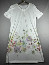 Furstenberg Pajama Gown Women  s Size 12 Orchid Flower White Pink 41" Long