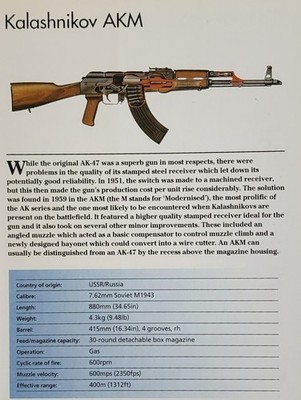 AKM Gun Firearm Picture Info Detail Vintage Original Article Sheet Decor  