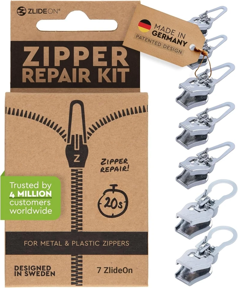 7pc Large Silver Zipper Pulls - Instant Slider Replacement - Image 3 of 4