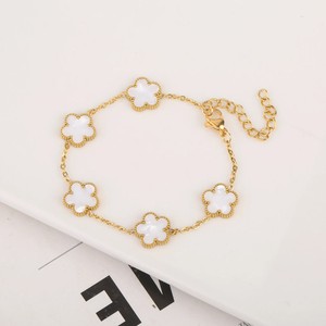Authentic Adjustable Design Gold Plated 316L Plant Flower Bracelet.
