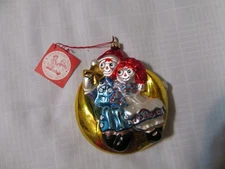 1998 Kurt S Adler Polonaise  Poland Glass Raggedy Ann & Andy Christmas Ornament