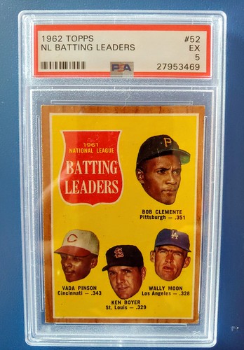 1962 Topps #52 NL Batting Leaders - PSA 5 EX -- Roberto Clemente