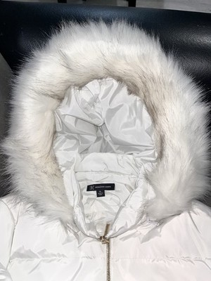 VINTAGE WHITE Y2K  PUFFER JACKET International Concepts Woken s XL Fur Lined