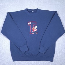 Vintage Looney Tunes Sweatshirt Mens Medium  22.5x24 Navy Embroidered Crewneck