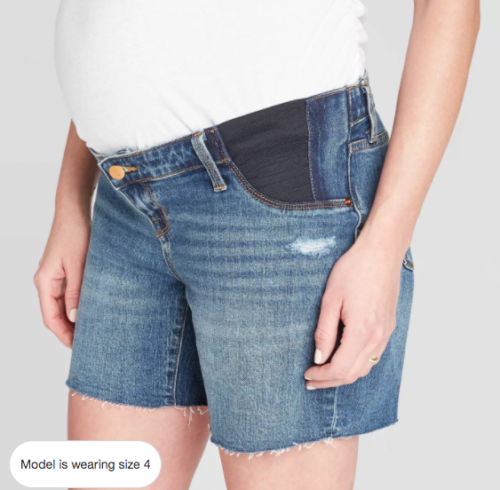 NWT Women's MATERNITY - Denim Cut Off Jean Shorts - ISABEL - SIZE 6 Side Stretch