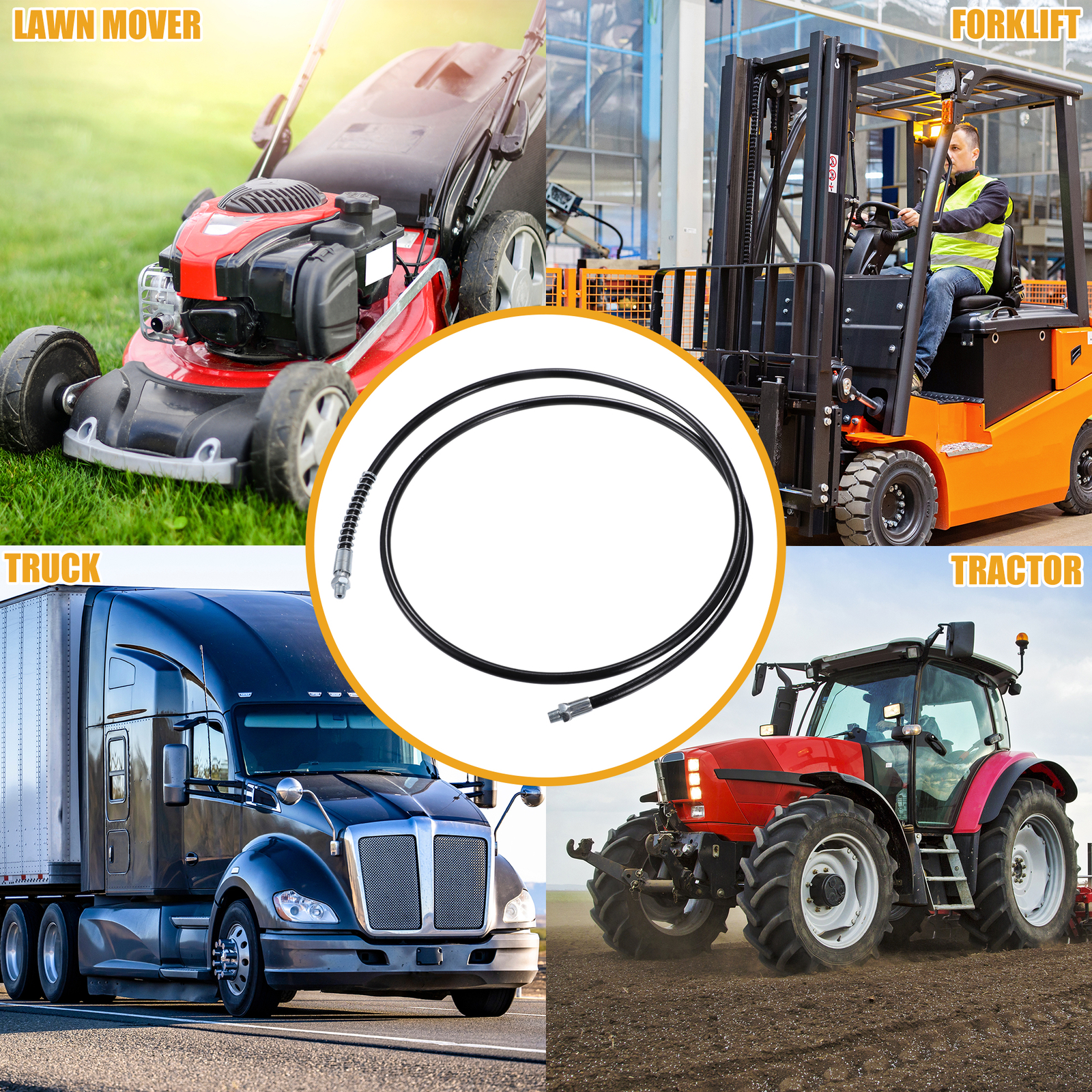 ONE 71 Inch  1/8" NPT Grease Gun Flex Hose Grease Hose Extension Universal