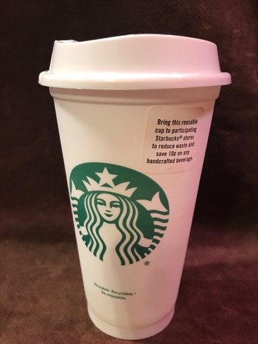 Starbucks Mehrweg Kunststoff Kaffeetasse Weiß Grande 16oz Kaffee Tee Heißgetränk - Bild 1 von 6