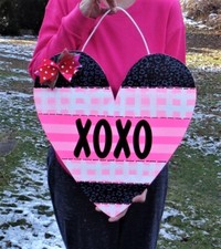 VALENTINE'S DAY XOXO Heart SIGN Wall Art Door Hanger Plaque Seasonal Decor