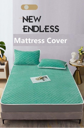 Thicken Velvet Quilted Bed Cover Quick Warm Coral Fleece Quilting Mattress Cover - Picture 16 of 33