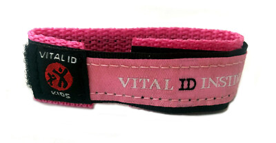 Child Kids Pink Safety Vital ID Wristband Bracelet - As Is