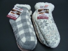 NWT 4 Pairs MUK LUKS Women's Short Cabin Socks One Size Gray Slipper Non-Skid