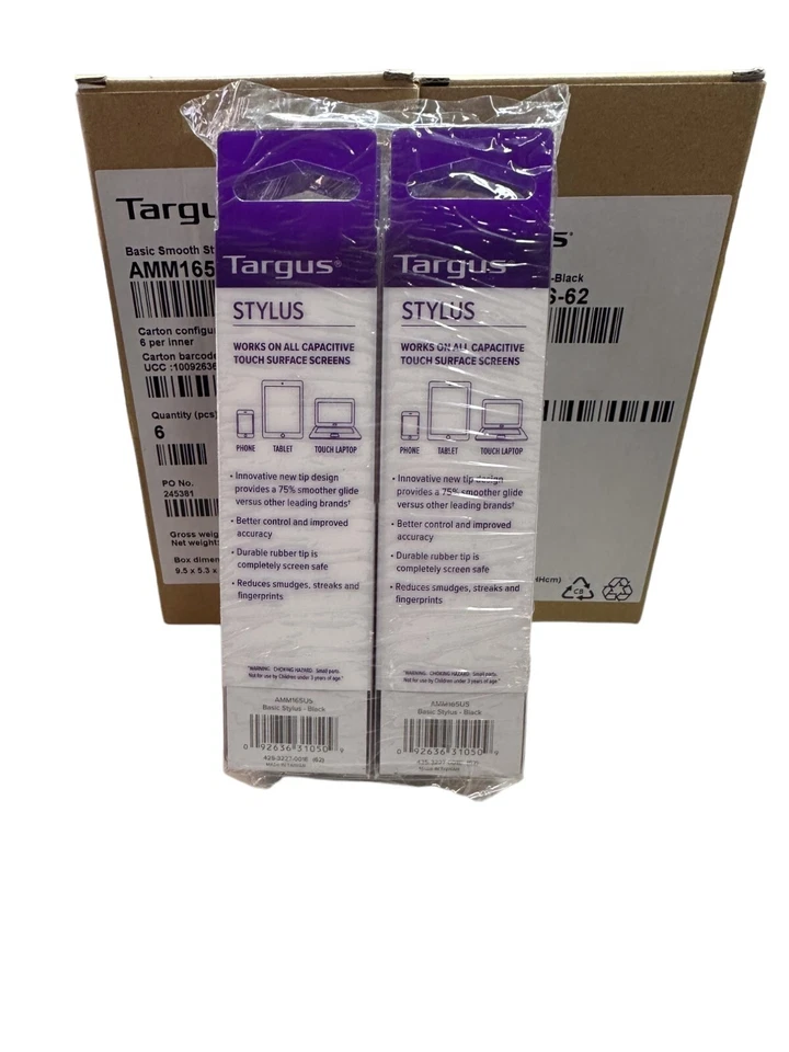 Lote de 6 Targus Antimicrobiano Deslizamiento Suave Estándar Lápiz Capacitivo AMM165US Foto 2 de 3