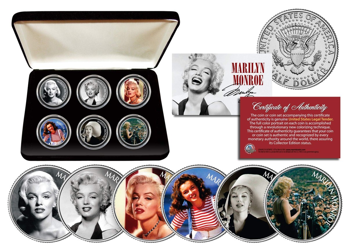 MARILYN MONROE GLAMOROUS PORTRAITS Colorized JFK Half Dollar 6