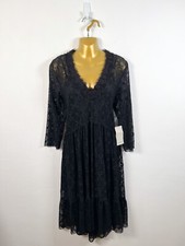 Zara Dress Womens Size L Black Midi Party Evening Occasion Lace Goth Gothic