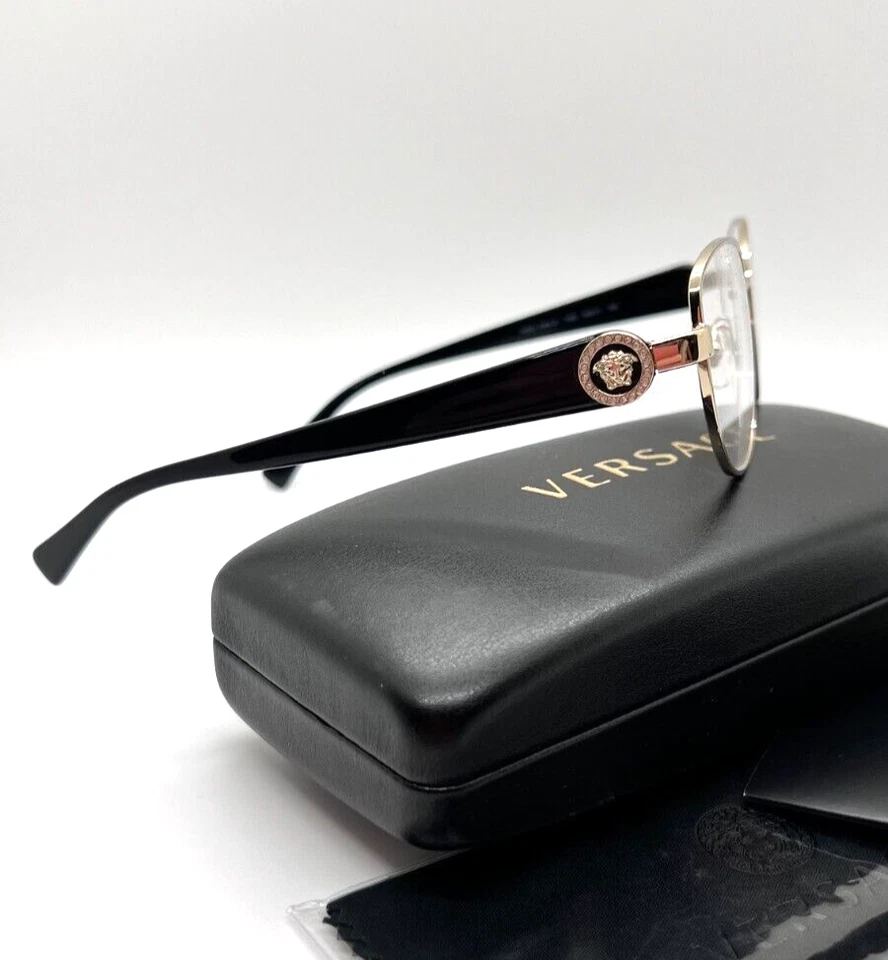 Anteojos para mujer VERSACE 1246-B 1332 52-17-135 negros/oro pálido 100 % auténticos Foto 3 de 4