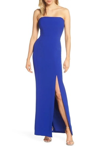 Eliza J Strapless Crepe Evening Dress 