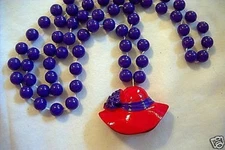 "SINGLE RED HAT" RED HAT SOCIETY MARDI GRAS NECKLACE BEAD LADIES (B442)