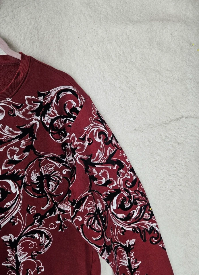 INC International Concept Men Sweatshirt Large Red Printed 100% Cotton Pullover - Image 3 of 4