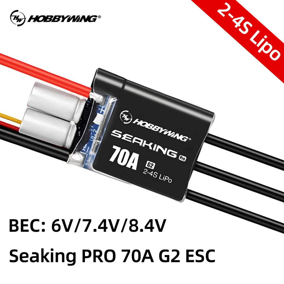 HOBBYWING Seaking Pro 70A G2 Brushless ESC Boat ESC IP55 Waterproof For RC Boat - Image 3 of 4