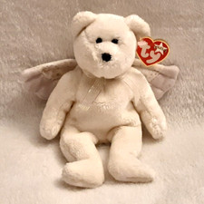 TY Beanie Babies Christmas Bears - Herald White Winged Angel Bear 2002