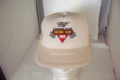 Vintage Miller Genuine Draft Racing Team MGB White Mesh Trucker Snapback Hat