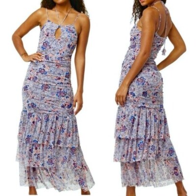 halter mesh midi dress anthropologie NWT Tanvi Kedia Anthropologie Halter Sequin Mesh Midi Cocktail Dress Sz XS $280