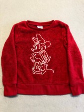 Disney Youth Girl's 4 Sweatshirt Red Fleece Graphic Minnie Mouse Pullover Crew