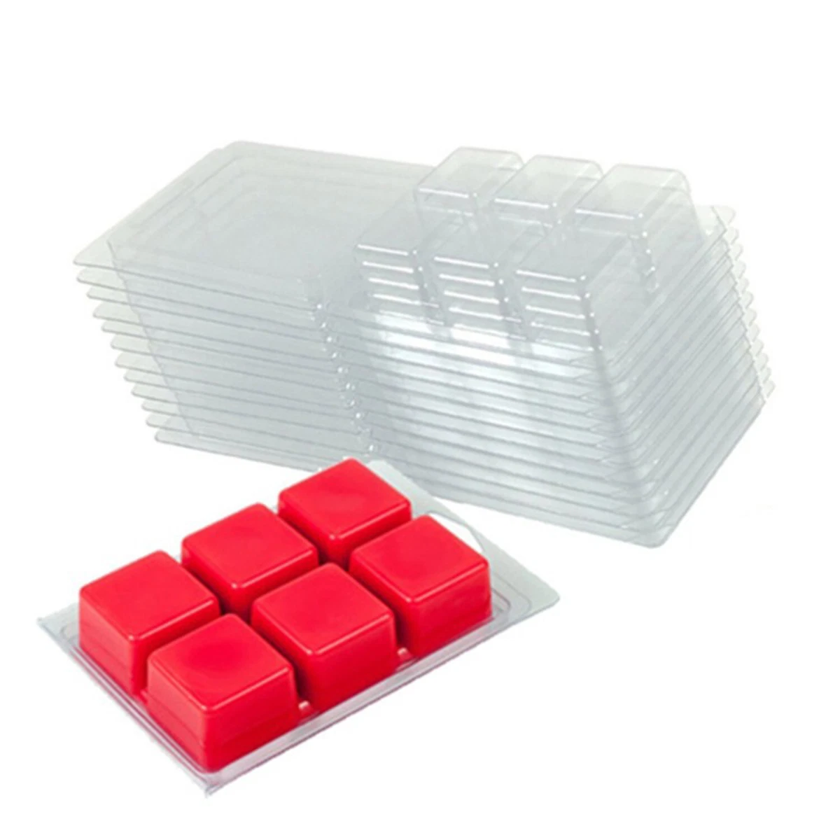 100 Pack Wax Melt Molds Clear Plastic Cube Clamshells Wax Mold for