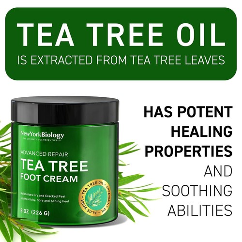 New York Biology Tea Tree Oil Foot Cream for Dry Feet Athletes Foot Nail Fu - Bild 4 von 6