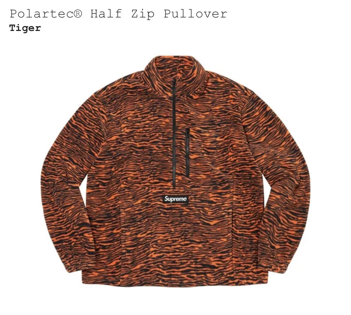 Pull tigre semi zip neuf Supreme® x Polartec® taille moyenne logo boîte FW21