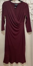 Lauren Ralph Lauren Ruched Sheath Dress Size 4 Stretch Midi Length New