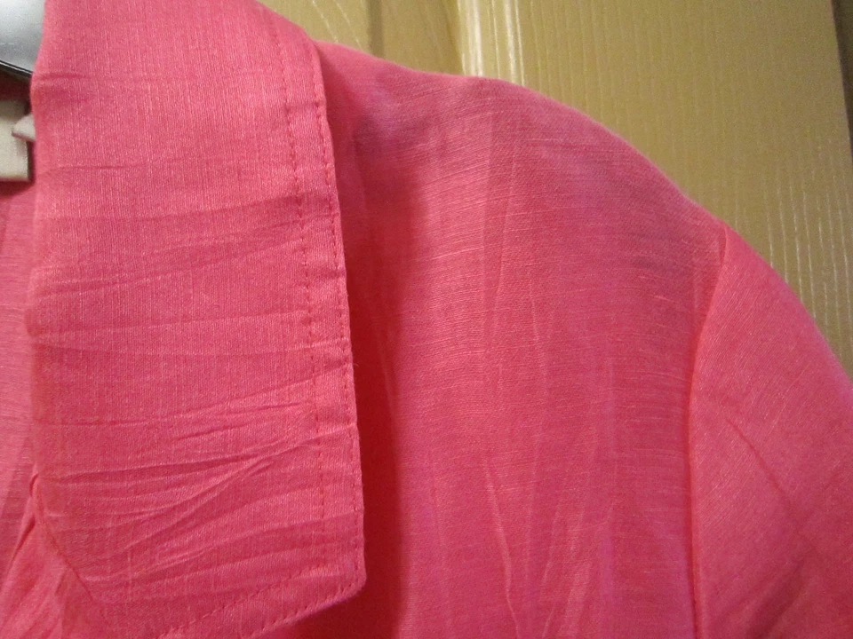 SZ 1 (8) CHICO'S WOMENS BRIGHT PINK FUSCIA SHIMMER LIGHTWEIGHT JACKET BLAZER EUC Foto 3 de 4