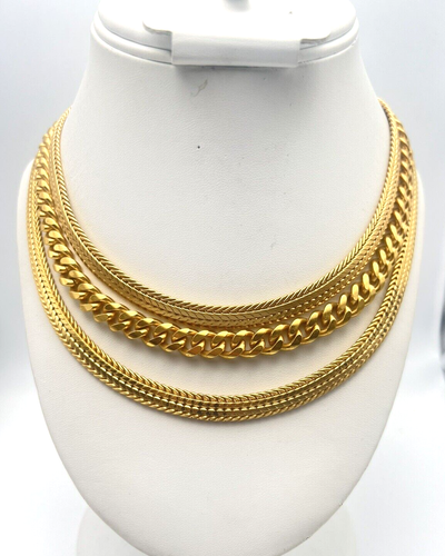 Carolee Necklace Multi-Chain Thick Gold Tone Choker Collar Adjustable Egyptian